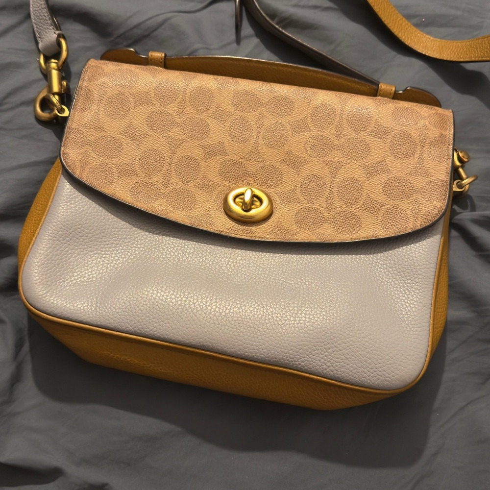 Coach Tan and Blue Crossbody Bag